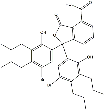 1,1-Bis(5-bromo-2-hydroxy-3,4-dipropylphenyl)-1,3-dihydro-3-oxoisobenzofuran-4-carboxylic acid Struktur