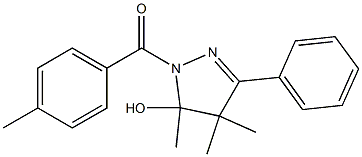 1-(4-Methylbenzoyl)-4,4,5-trimethyl-3-phenyl-1H-pyrazol-5-ol Struktur