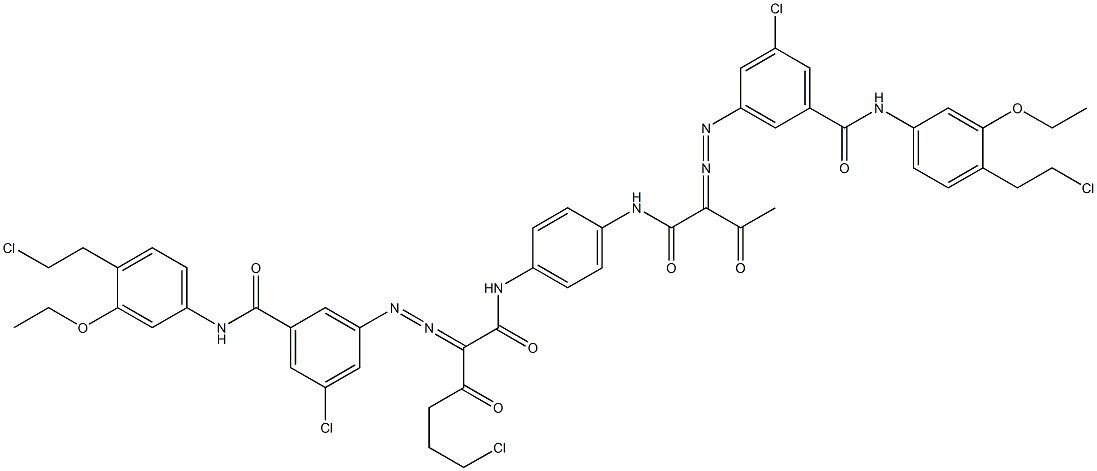 3,3'-[2-(2-Chloroethyl)-1,4-phenylenebis[iminocarbonyl(acetylmethylene)azo]]bis[N-[4-(2-chloroethyl)-3-ethoxyphenyl]-5-chlorobenzamide] Struktur