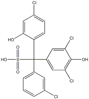 (3-Chlorophenyl)(4-chloro-2-hydroxyphenyl)(3,5-dichloro-4-hydroxyphenyl)methanesulfonic acid Struktur