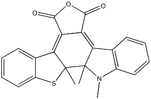 11a,11b-Dihydro-11a,11b,12-trimethyl-5,6-[oxybis(carbonyl)]-12H-[1]benzothieno[2,3-a]carbazole Struktur