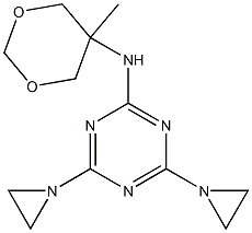 5-[[4,6-Bis(1-aziridinyl)-1,3,5-triazin-2-yl]amino]-5-methyl-1,3-dioxane Struktur