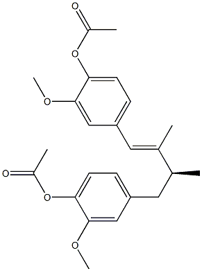 [S,(+)]-1,4-Bis(4-acetyloxy-3-methoxyphenyl)-2,3-dimethyl-1-butene Struktur