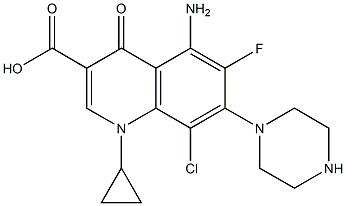 5-Amino-8-chloro-1-cyclopropyl-6-fluoro-1,4-dihydro-4-oxo-7-(1-piperazinyl)quinoline-3-carboxylic acid Struktur