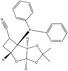 (3aR,4aR,6aR,6bS)-6a-(Diphenylphosphino)-6-cyano-2,2-dimethylhexahydrocyclobuta[4,5]furo[2,3-d]-1,3-dioxole Struktur