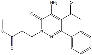 3-[(5-Acetyl-4-amino-2,3-dihydro-3-oxo-6-phenylpyridazin)-2-yl]propanoic acid methyl ester Struktur