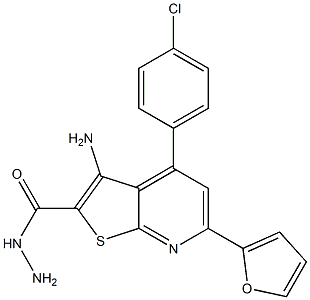 2-[[Hydrazino]carbonyl]-4-(4-chlorophenyl)-6-(2-furanyl)thieno[2,3-b]pyridin-3-amine Struktur