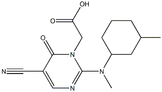 2-Methyl-4-cyclohexylmethylamino-5-cyano-6-oxopyrimidine-1(6H)-acetic acid Struktur