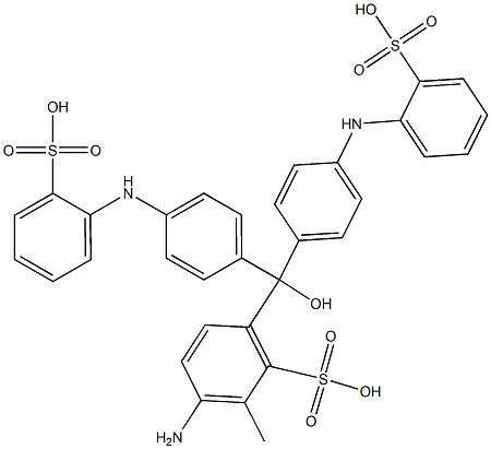 6-[Bis[4-(2-sulfophenylamino)phenyl]hydroxymethyl]-3-amino-2-methylbenzenesulfonic acid Struktur