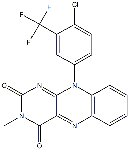 3-Methyl-10-(4-chloro-3-trifluoromethylphenyl)pyrimido[4,5-b]quinoxaline-2,4(3H,10H)-dione Struktur