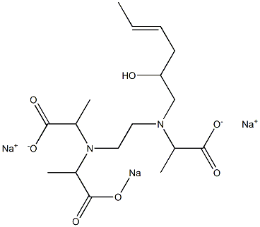 3-(2-Hydroxy-4-hexenyl)-6-(1-sodiooxycarbonylethyl)-2,7-dimethyl-3,6-diazaoctanedioic acid disodium salt Struktur