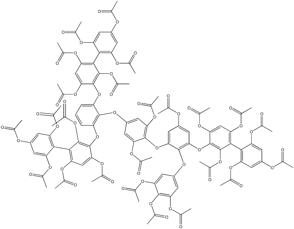 1,3-Bis[(2,2',4,4',6,6'-hexaacetoxy-1,1'-biphenyl-3-yl)oxy]-2-[4-[3-[(2,2',4,4',6,6'-hexaacetoxy-1,1'-biphenyl-3-yl)oxy]-2-(3,4,5-triacetoxyphenoxy)-5-acetoxyphenoxy]-3,5-diacetoxyphenoxy]benzene Struktur