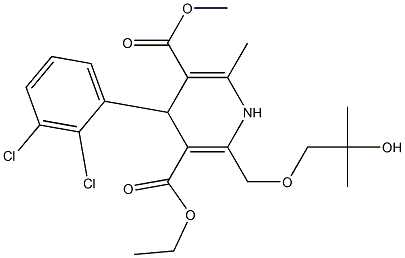 2-[(2-Hydroxy-2-methylpropyloxy)methyl]-4-(2,3-dichlorophenyl)-1,4-dihydro-6-methylpyridine-3,5-dicarboxylic acid 3-ethyl 5-methyl ester Struktur