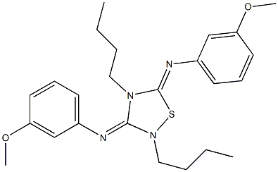 2,4-Dibutyl-3,5-bis[(3-methoxyphenyl)imino]-1,2,4-thiadiazolidine Struktur