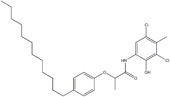 2-[2-(4-Dodecylphenoxy)propanoylamino]-4,6-dichloro-5-methylphenol Struktur