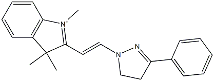 2-[2-[(4,5-Dihydro-3-phenyl-1H-pyrazol)-1-yl]ethenyl]-1,3,3-trimethyl-3H-indolium Struktur