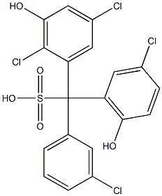 (3-Chlorophenyl)(3-chloro-6-hydroxyphenyl)(2,5-dichloro-3-hydroxyphenyl)methanesulfonic acid Struktur