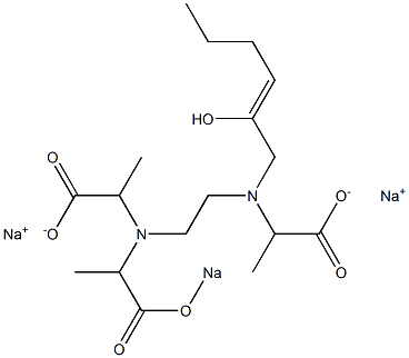 3-(2-Hydroxy-2-hexenyl)-6-(1-sodiooxycarbonylethyl)-2,7-dimethyl-3,6-diazaoctanedioic acid disodium salt Struktur