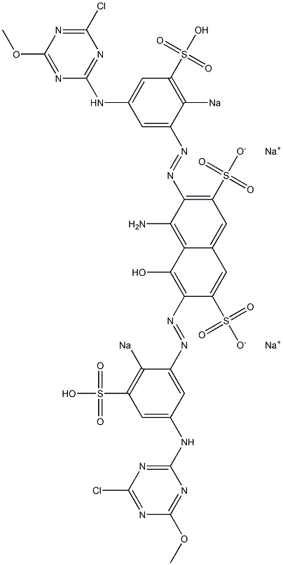 4-Amino-3,6-bis[5-(4-chloro-6-methoxy-1,3,5-triazin-2-ylamino)-2-sodiosulfophenylazo]-5-hydroxy-2,7-naphthalenedisulfonic acid disodium salt Struktur