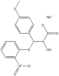 2-Hydroxy-3-(p-methoxyphenyl)-3-(o-nitrophenylthio)propionic acid sodium salt Struktur