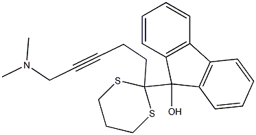 9-[2-(5-Dimethylamino-3-pentynyl)-1,3-dithian-2-yl]-9H-fluoren-9-ol Struktur