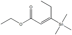 (E)-3-(Trimethylstannyl)-2-pentenoic acid ethyl ester Struktur