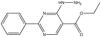 2-Phenyl-4-hydrazinopyrimidine-5-carboxylic acid ethyl ester Struktur