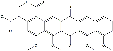 4-(Methoxycarbonyl)-3-[(methoxycarbonyl)methyl]-1,11,12,14-tetramethoxy-6,13-pentacenedione Struktur