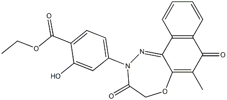 6-Methyl-2,4-dihydro-2-[4-(ethoxycarbonyl)-3-hydroxyphenyl]naphth[2,1-b][1,4,5]oxadiazepine-3,7-dione Struktur