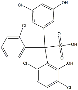 (2-Chlorophenyl)(3-chloro-5-hydroxyphenyl)(2,5-dichloro-6-hydroxyphenyl)methanesulfonic acid Struktur