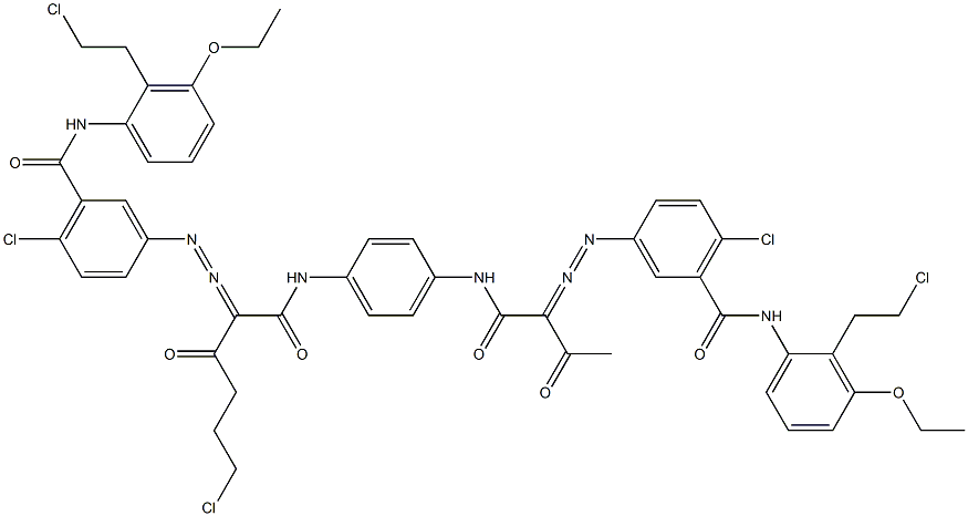 3,3'-[2-(2-Chloroethyl)-1,4-phenylenebis[iminocarbonyl(acetylmethylene)azo]]bis[N-[2-(2-chloroethyl)-3-ethoxyphenyl]-6-chlorobenzamide] Struktur