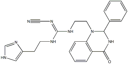 1-[2-[2-Cyano-3-[2-(1H-imidazol-4-yl)ethyl]guanidino]ethyl]-2-phenyl-1,2-dihydroquinazolin-4(3H)-one Struktur