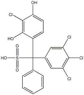 (3-Chloro-2,4-dihydroxyphenyl)(3,4,5-trichlorophenyl)phenylmethanesulfonic acid Struktur