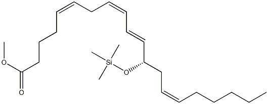 (5Z,8Z,10E,12S,14Z)-12-(Trimethylsilyloxy)-5,8,10,14-icosatetraenoic acid methyl ester Struktur