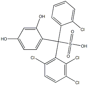 (2-Chlorophenyl)(2,3,6-trichlorophenyl)(2,4-dihydroxyphenyl)methanesulfonic acid Struktur