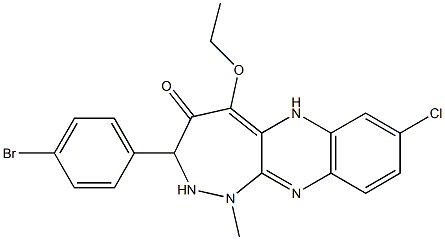 8-(p-Bromophenyl)-2-chloro-10-ethoxy-6-methyl-6,7-dihydro-5,6,7,11-tetraaza-11H-cyclohepta[b]naphthalen-9(8H)-one Struktur