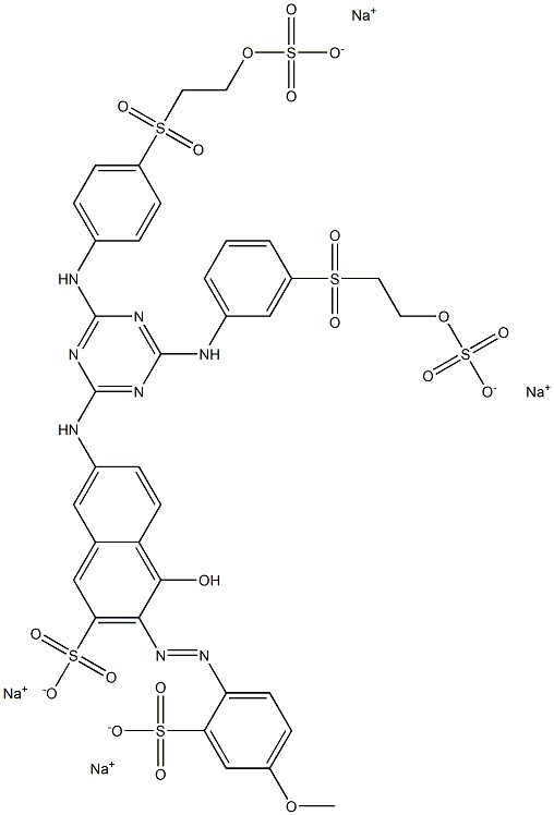 4-Hydroxy-3-(4-methoxy-2-sulfophenylazo)-7-[4-[3-[2-(sulfooxy)ethylsulfonyl]anilino]-6-[4-[2-(sulfooxy)ethylsulfonyl]anilino]-1,3,5-triazin-2-ylamino]-2-naphthalenesulfonic acid tetrasodium salt Struktur