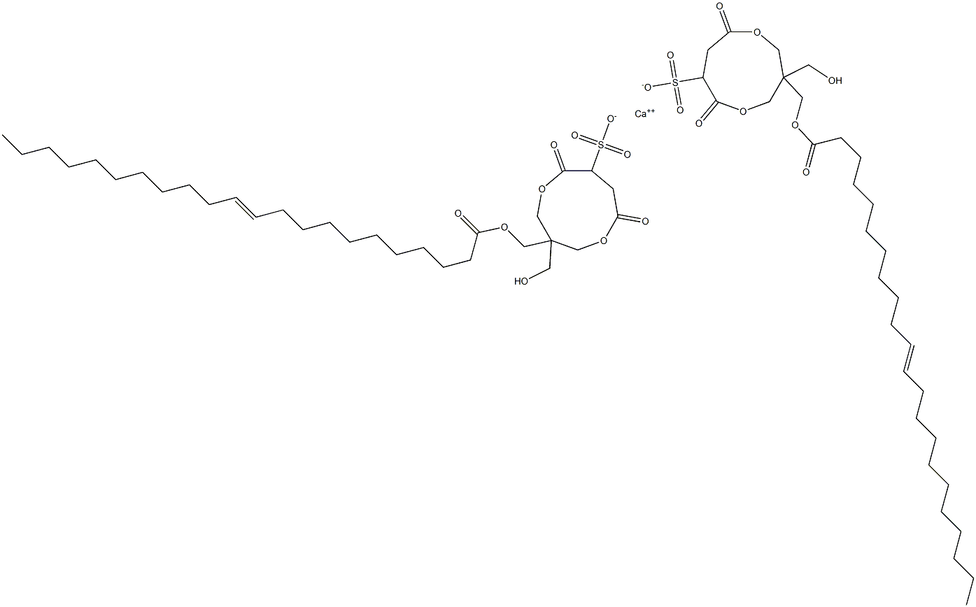 Bis[1-[[[(E)-1-oxo-11-docosen-1-yl]oxy]methyl]-1-(hydroxymethyl)-4,7-dioxo-3,8-dioxacyclononane-6-sulfonic acid]calcium salt Struktur