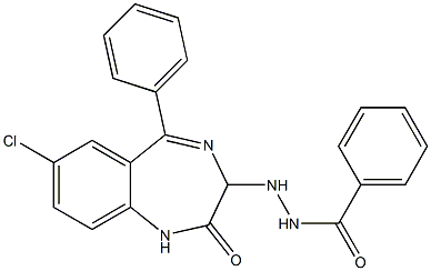 Benzoic acid 2-(7-chloro-2,3-dihydro-2-oxo-5-phenyl-1H-1,4-benzodiazepin-3-yl) hydrazide Struktur