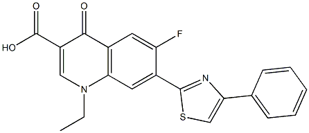 1,4-Dihydro-1-ethyl-4-oxo-6-fluoro-7-(4-phenylthiazol-2-yl)quinoline-3-carboxylic acid Struktur