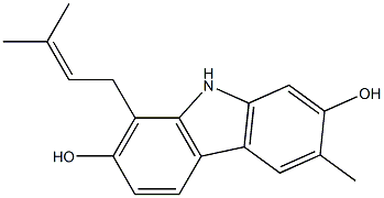 3-Methyl-8-(3-methyl-2-butenyl)-9H-carbazole-2,7-diol Struktur