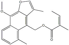 (Z)-2-Methyl-2-butenoic acid 9-methoxy-3,5-dimethylnaphtho[2,3-b]furan-4-ylmethyl ester Struktur