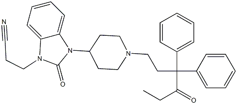 3-[1-(3,3-Diphenyl-4-oxohexyl)-4-piperidyl]-2-oxo-1H-benzimidazole-1(3H)-propionitrile Struktur