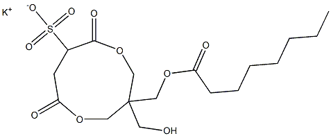 1-(Octanoyloxymethyl)-1-(hydroxymethyl)-4,7-dioxo-3,8-dioxacyclononane-6-sulfonic acid potassium salt Struktur