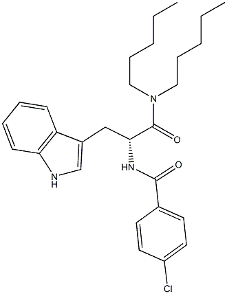 (R)-2-(4-Chlorobenzoylamino)-3-(1H-indol-3-yl)-N,N-dipentylpropanamide Struktur