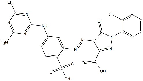 4-[[5-[(4-Amino-6-chloro-1,3,5-triazin-2-yl)amino]-2-sulfophenyl]azo]-1-(2-chlorophenyl)-4,5-dihydro-5-oxo-1H-pyrazole-3-carboxylic acid Struktur