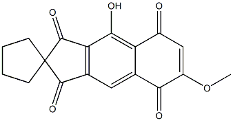 6-Methoxy-9-hydroxyspiro[2H-cyclopenta[b]naphthalene-2,1'-cyclopentane]-1,3,5,8-tetrone Struktur