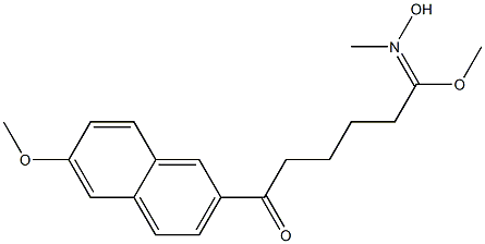 6-Oxo-N,O1-dimethyl-6-[6-methoxy-2-naphtyl]hexanehydroxamic acid Struktur