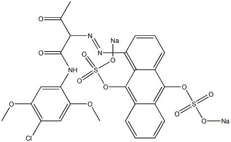 N-(4-Chloro-2,5-dimethoxyphenyl)-3-oxo-2-[[9,10-bis(sodiosulfooxy)anthracen-1-yl]azo]butanamide Struktur