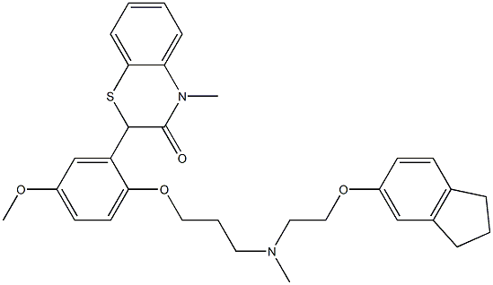 2-[2-[3-[N-[2-[(2,3-Dihydro-1H-inden)-5-yloxy]ethyl]methylamino]propyloxy]-5-methoxyphenyl]-4-methyl-4H-1,4-benzothiazin-3(2H)-one Struktur